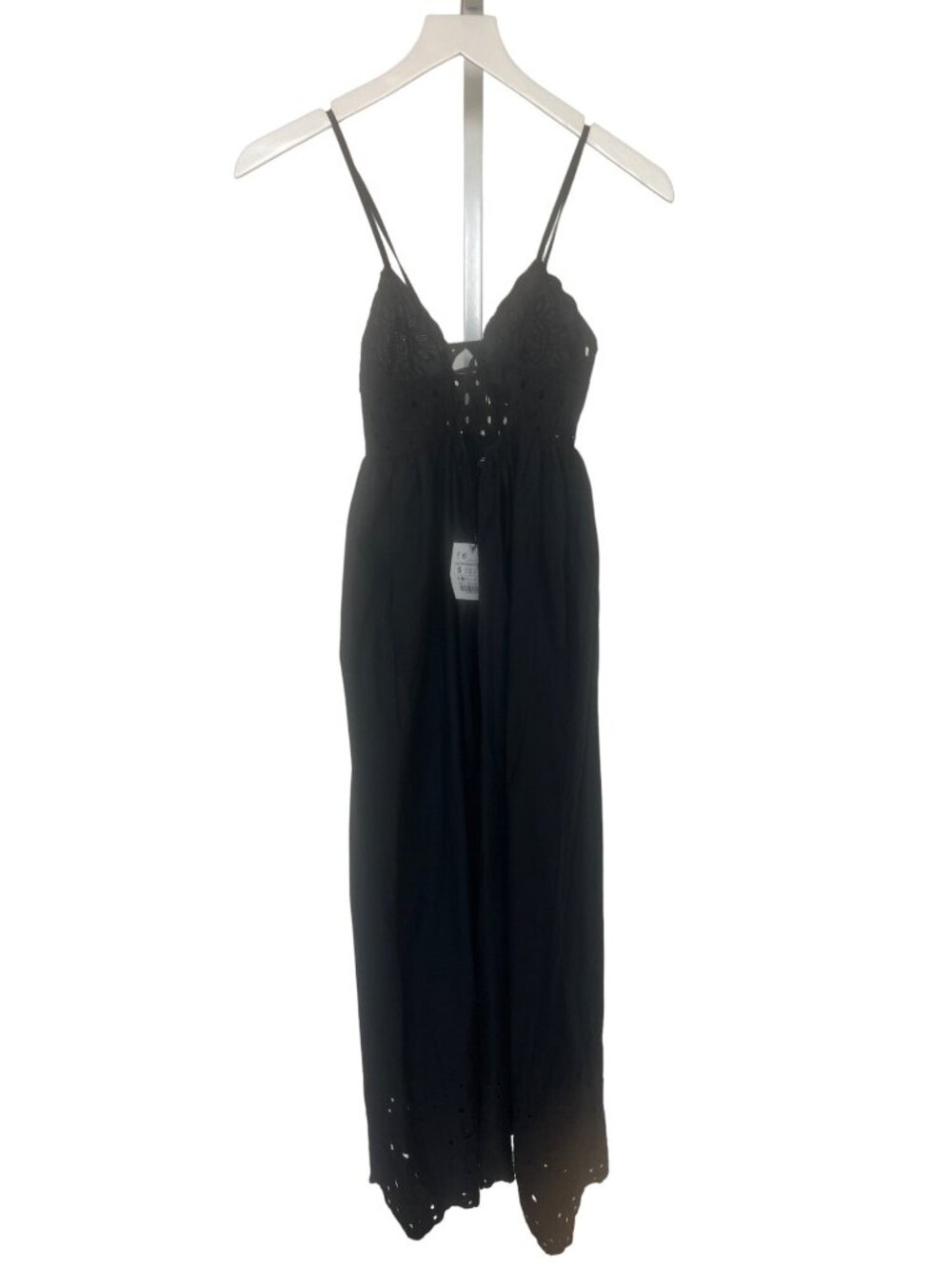 Zara Black Eyelet Trim Poplin Maxi Dress - Picture 6 of 8